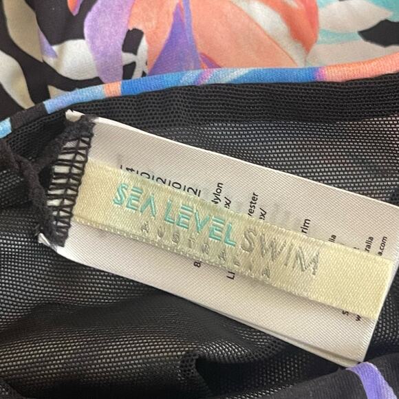 Sea Level Floral Print Mid Rise Bikini Bottoms Black Womens Size 10 - Picture 6 of 7